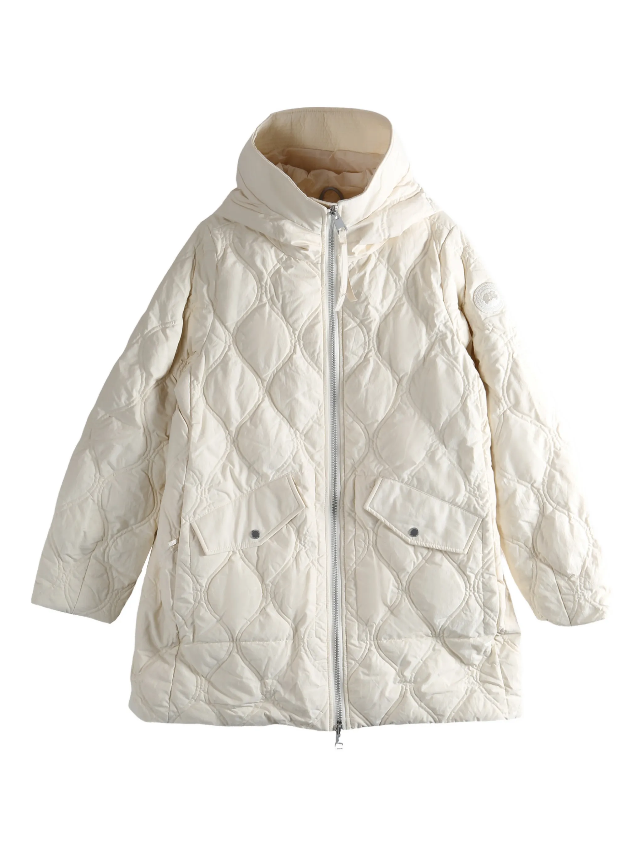 

Стеганое пальто с капюшоном Canada Goose, белый