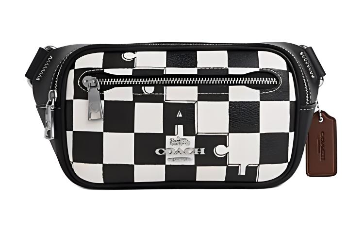 

COACH Мини-поясная сумка из кожи Элиас с искусственной кожей для мужчин черный и мел