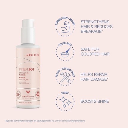 Joico InnerJoi Strengthen Oil Cream Masque для поврежденных окрашенных волос, веганская формула без сульфатов и парабенов, 5,1 жидких унций — фото 3