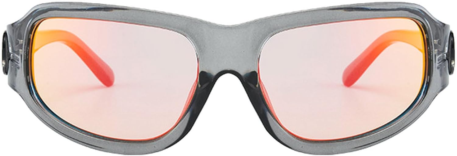 

Солнцезащитные очки-щитки прямоугольной формы для женщин в стиле ретро 90-х и Y2k для мужчин, спортивные солнцезащитные очки Warp Around для мужчин с защитой UV400 mincl, Red