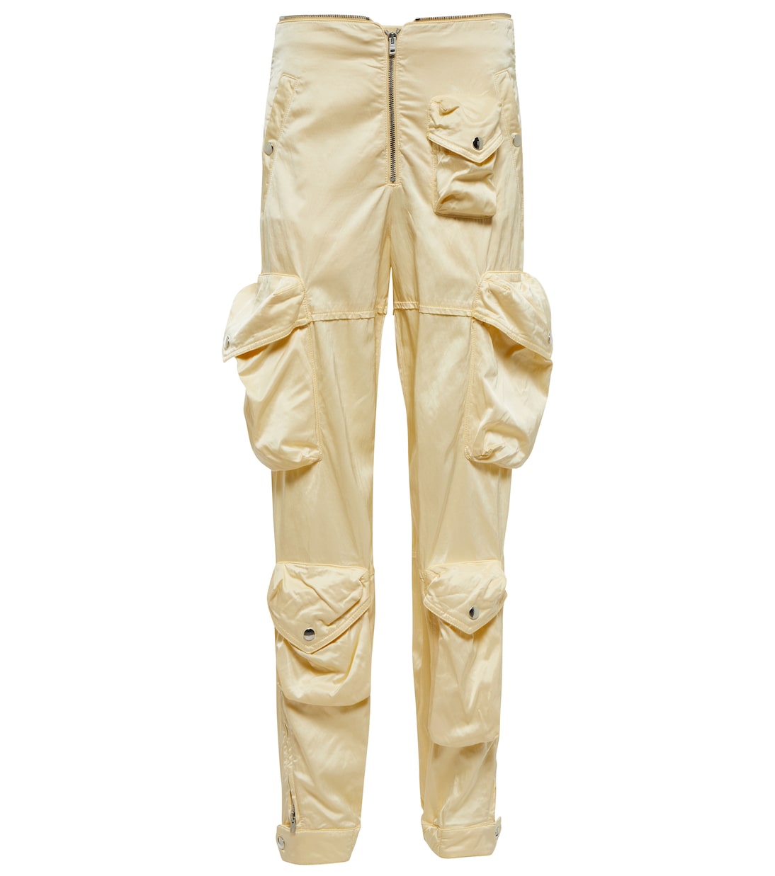 

Атласные брюки-карго Acne Studios, Pale Yellow