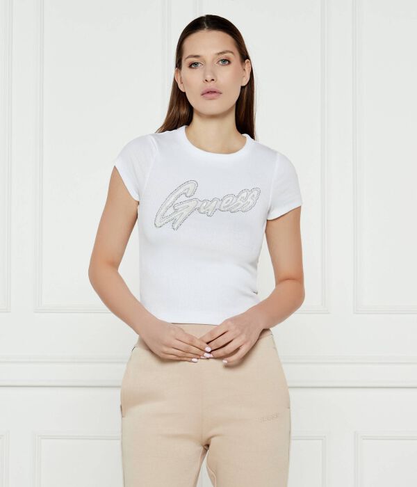 

Футболка женская Guess Jeans со стразами, белый