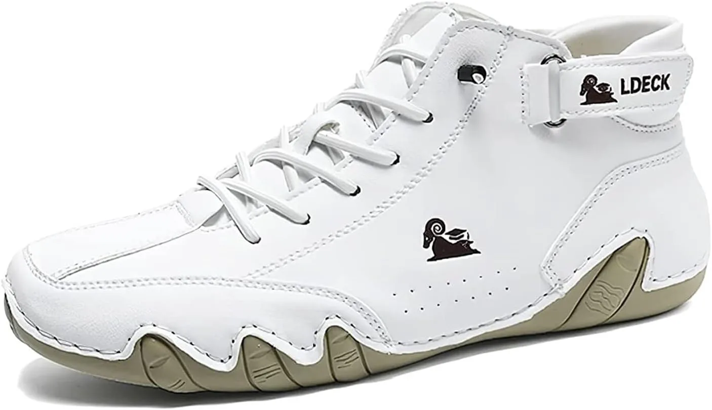 

Мужские водонепроницаемые ботинки-поло с высоким верхом, ручная работа, замшевые, повседневные, для активного отдыха и походов Generic, белый