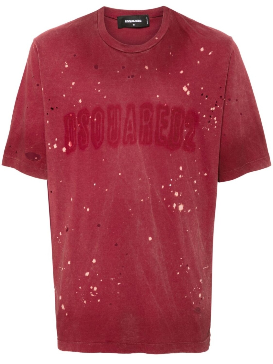 

DSQUARED2 футболка с эффектом потертости и логотипом, красный