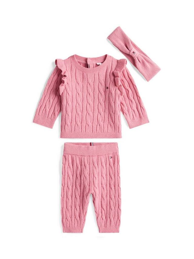 

Детский свитер с косой вязкой Tommy Hilfiger, Trousers and Headband Set, Mystic Pink