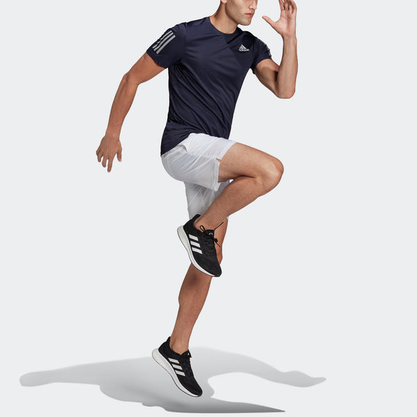 Футболка own the run sports short sleeve tee 'white' Adidas, синий — фото 4