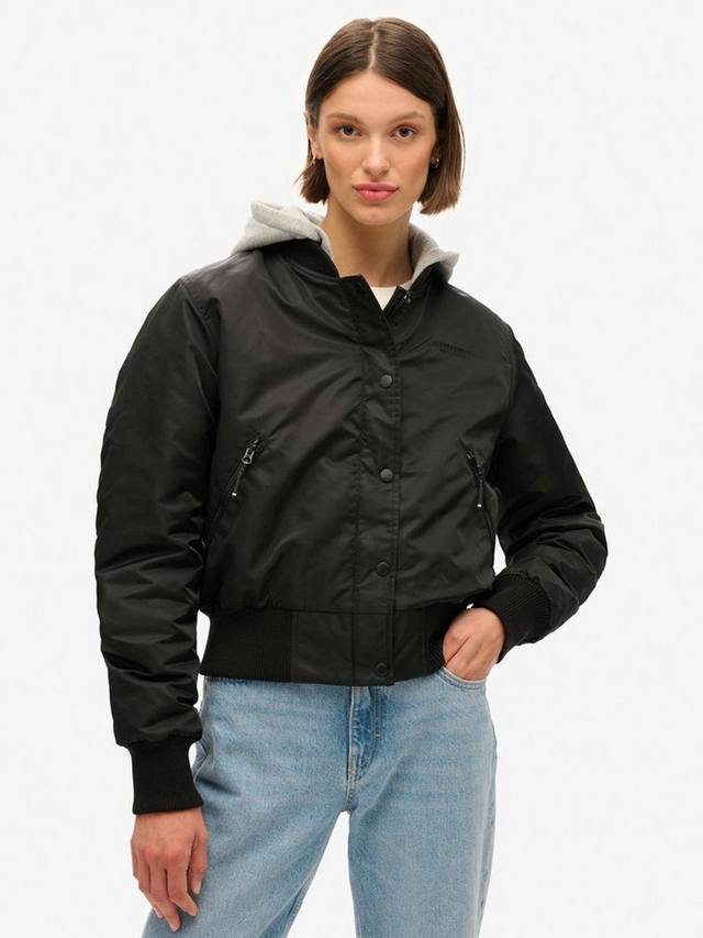 

Куртка-бомбер с капюшоном Superdry, черный