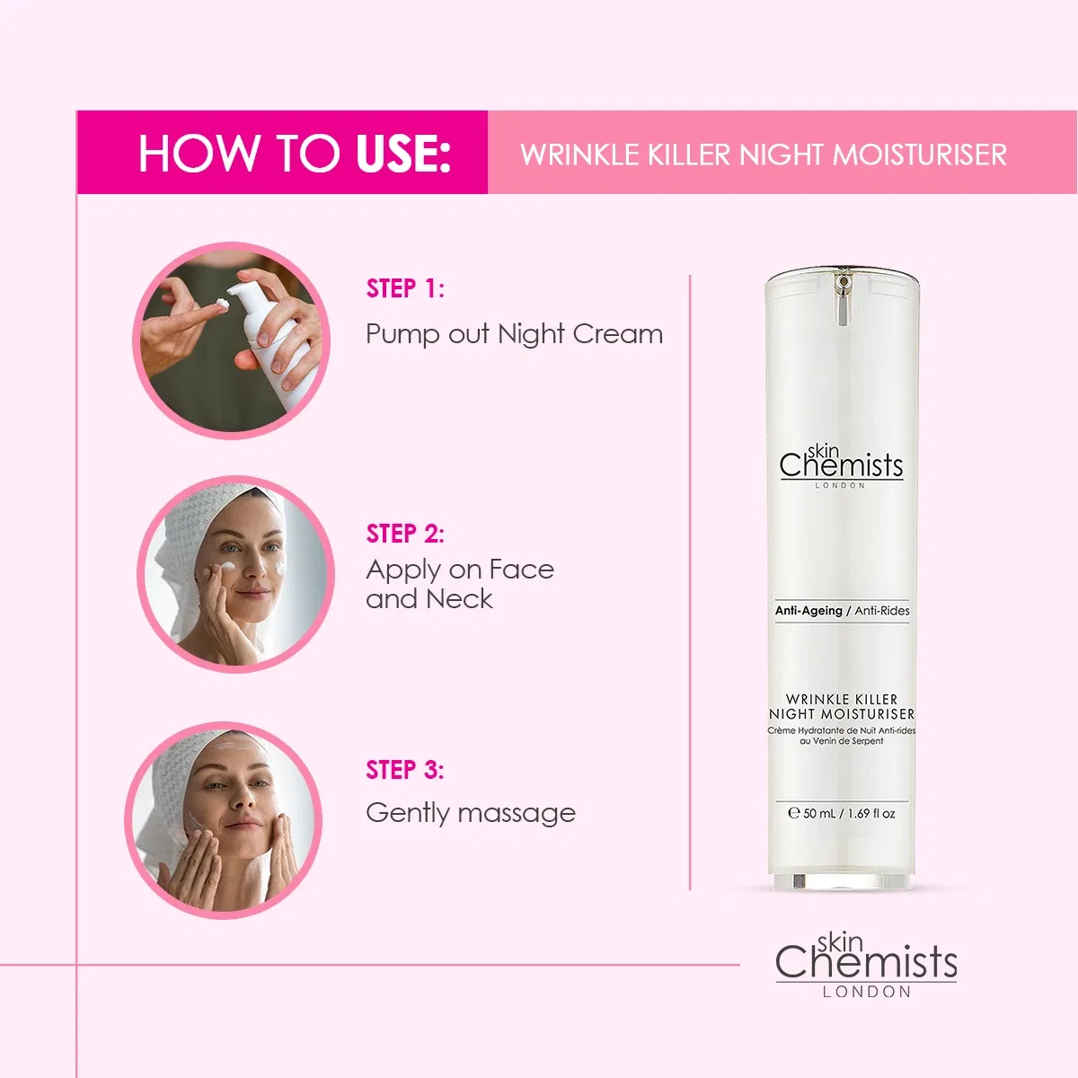 Крем для лица Skinchemists — Ночной увлажняющий против морщин, 50 мл — фото 3