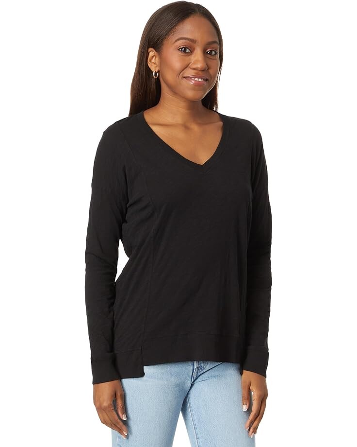 

Футболка bobi Los Angeles V-Neck Long Sleeve Princess Seam Rib Mix, черный