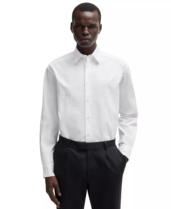 

Мужская вышитая рубашка свободного кроя Dress Shirt Hugo Boss, белый