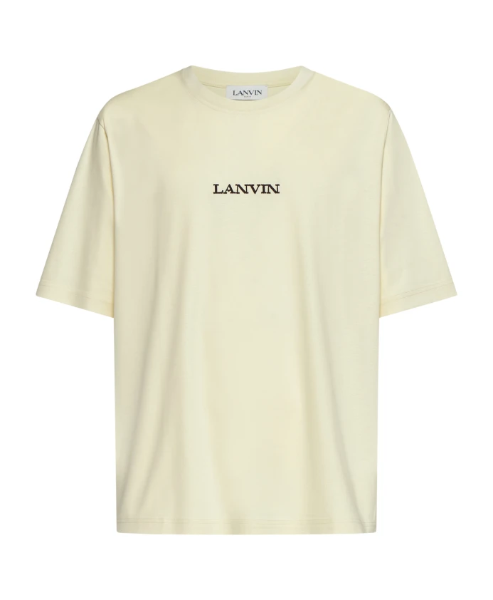 

Светло хлопковая футболка с логотипом буклетом Lanvin, бежевый