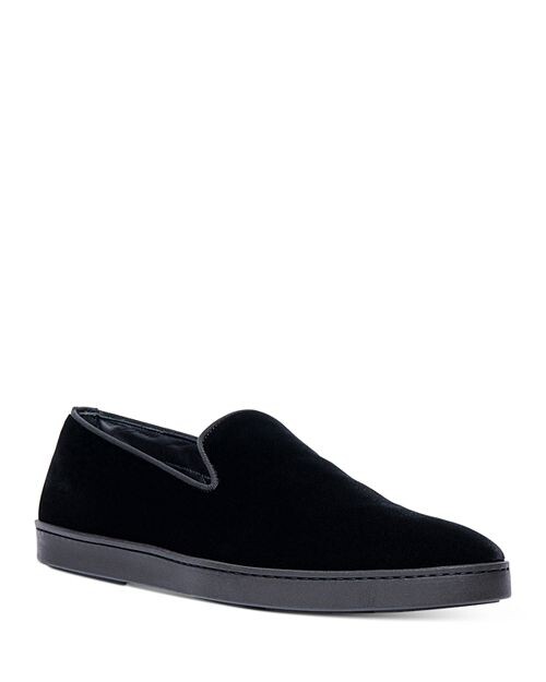 

Мужские бархатные лоферы без шнуровки Muad Santoni, цвет Black
