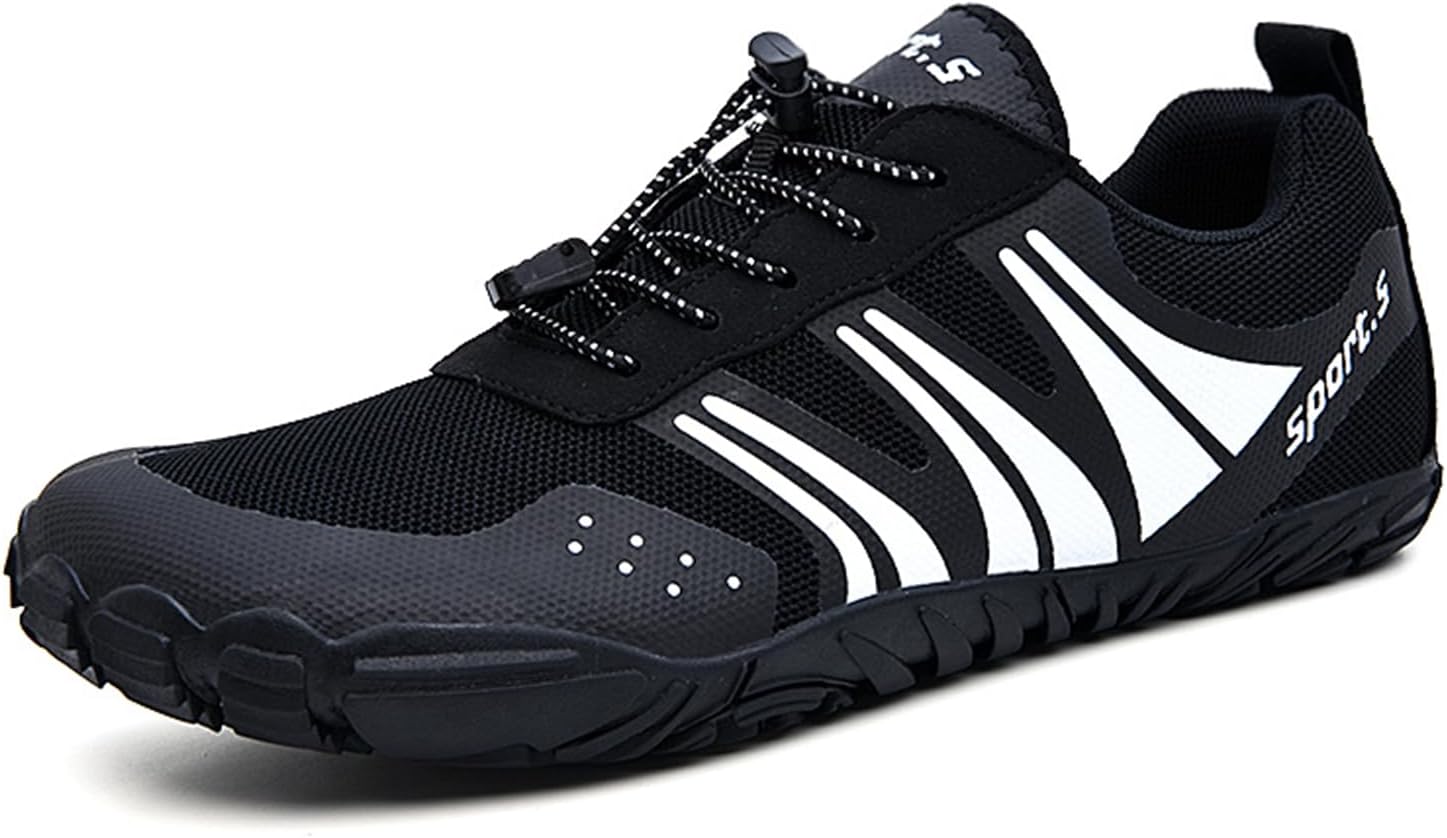 

Мужские кроссовки Hike Barefoot Shoes с широким носком, минималистичные, для бега по пересеченной местности, сетчатые спортивные кроссовки с белыми полосами и нескользящей резиновой подошвой Dacnakby