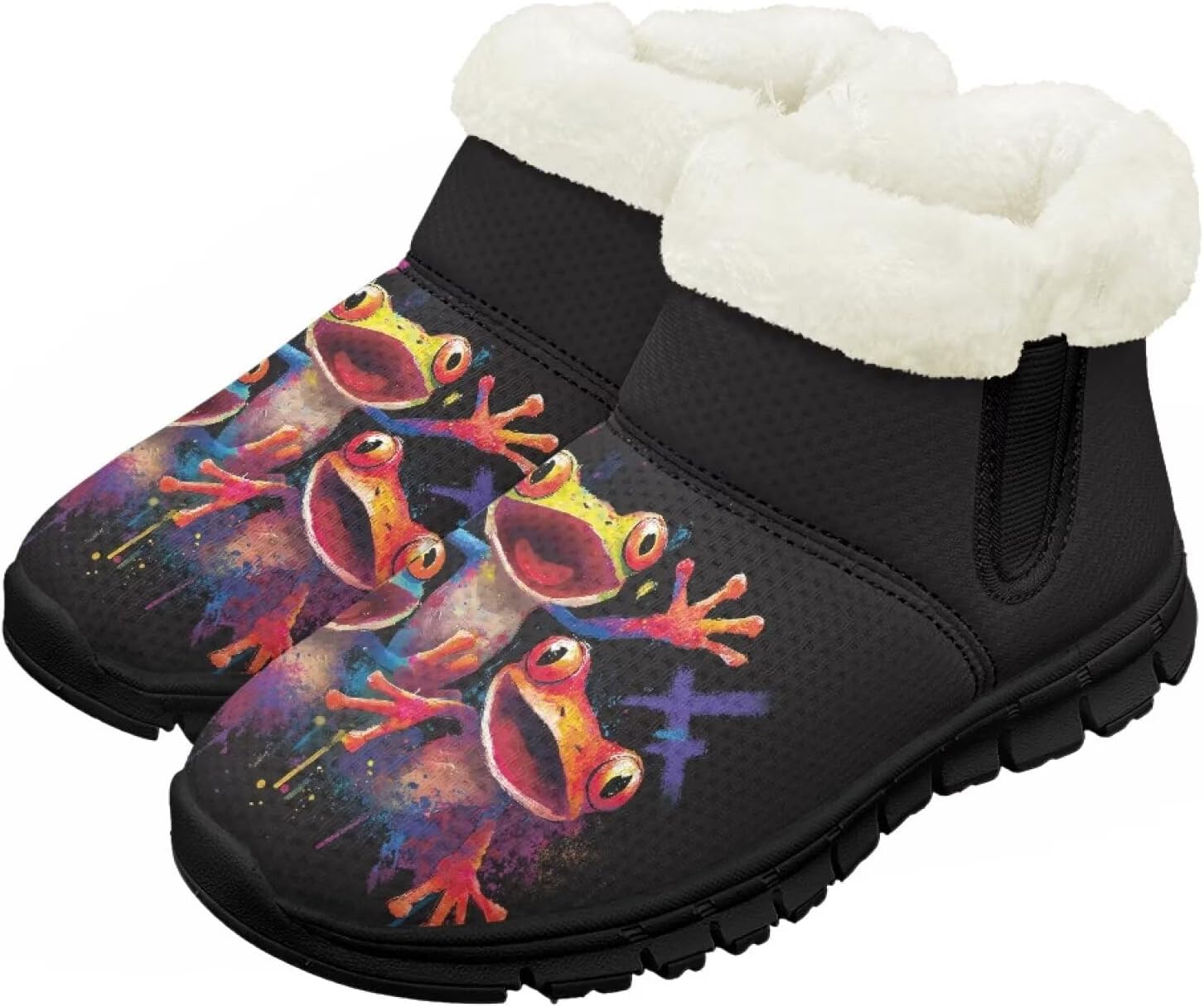 

Детские зимние сапоги для девочек, водонепроницаемые, противоскользящие, для холодной погоды, с искусственным мехом, походные ботинки Goronwyfloyd, Funny Frog