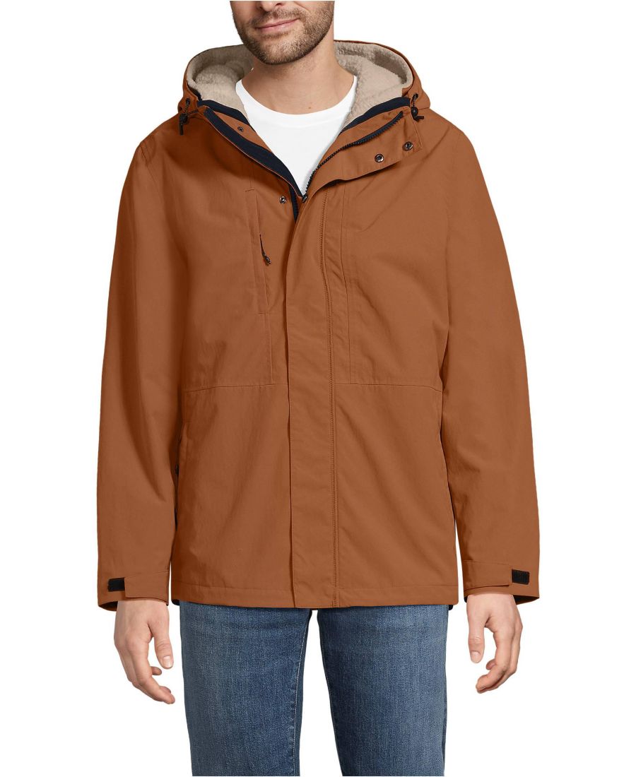 

Куртка Squall 3 в 1 с высоким ворсом, больших размеров Lands' End, Rich ginger brown/champagne