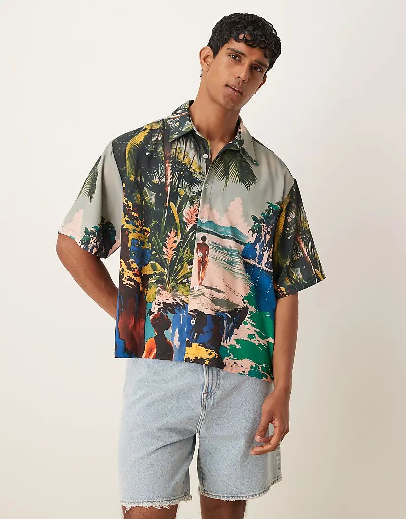 

Рубашка свободного кроя ASOS DESIGN с пляжным принтом в нескольких цветах