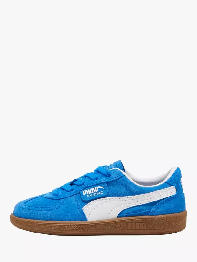 Детские кроссовки Palermo из смешанной кожи, сине-белые PUMA — фото 4