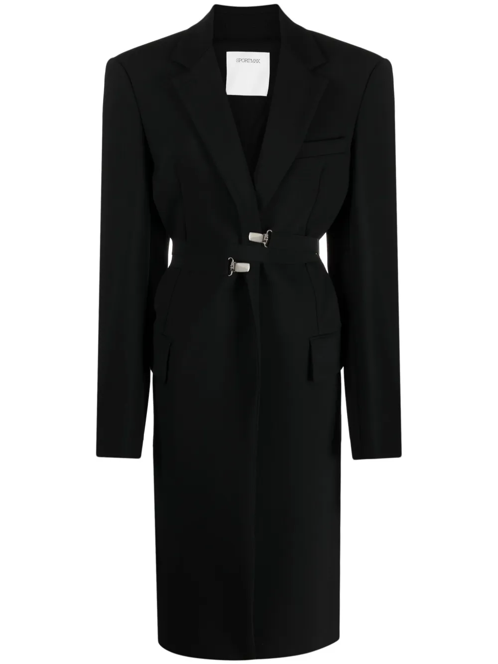 

Блейзер строгого кроя с поясом SPORTMAX, черный