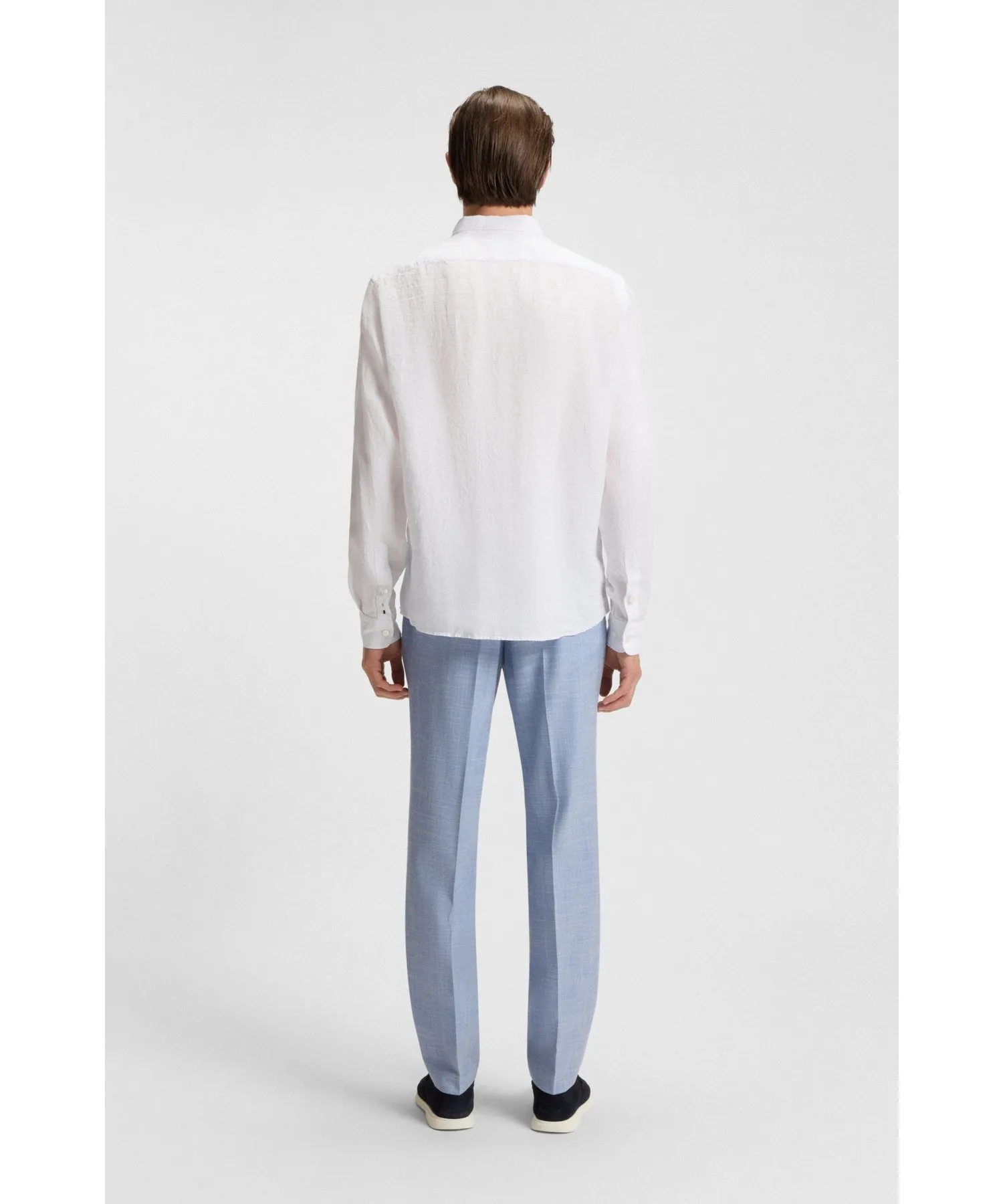 Мужская рубашка из 100% льна Regular Fit Button-Down BOSS оранжевая — фото 4