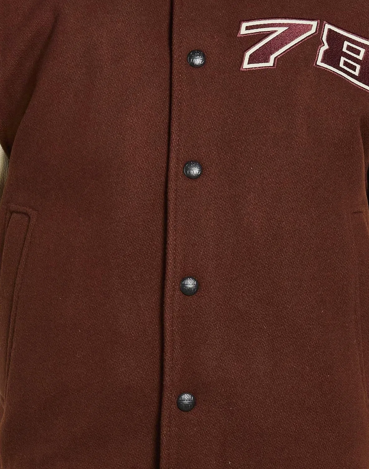 Куртка varsity из шерсти и кожи DIESEL коричневый — фото 4