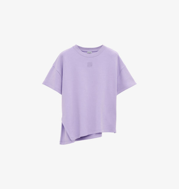 

Футболка из хлопкового трикотажа с асимметричным подолом и вышивкой Anagram Loewe, цвет lilac