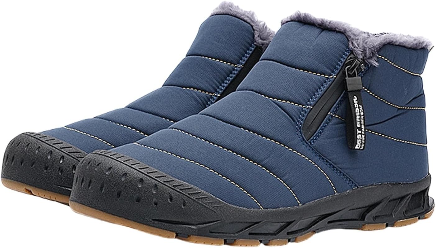 

Зимние сапоги для мужчин и женщин, водонепроницаемые, противоскользящие, с меховой подкладкой, теплые, до щиколотки, на молнии Generic, синий