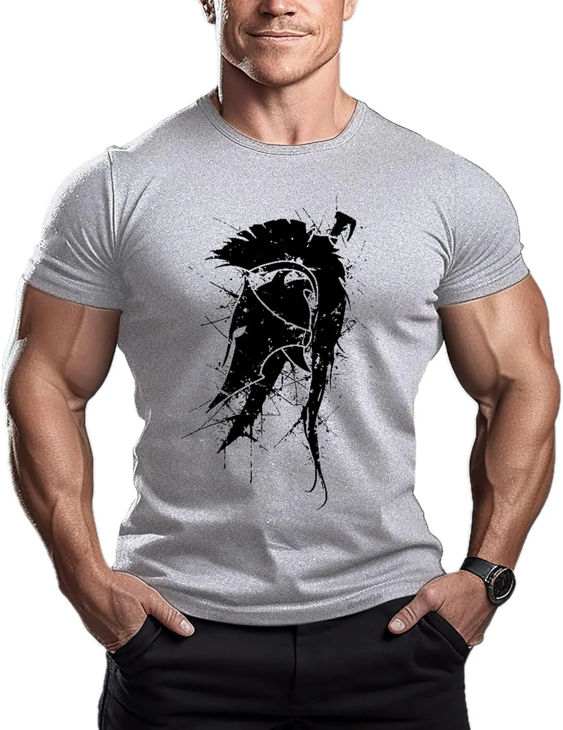 

Футболка Spartan Helmet для мужчин, хлопковая с коротким рукавом для тренировок ReedCA