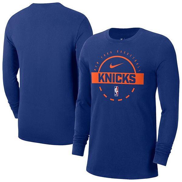 

Мужская синяя футболка new york knicks authentic с длинным рукавом для тренировок Nike