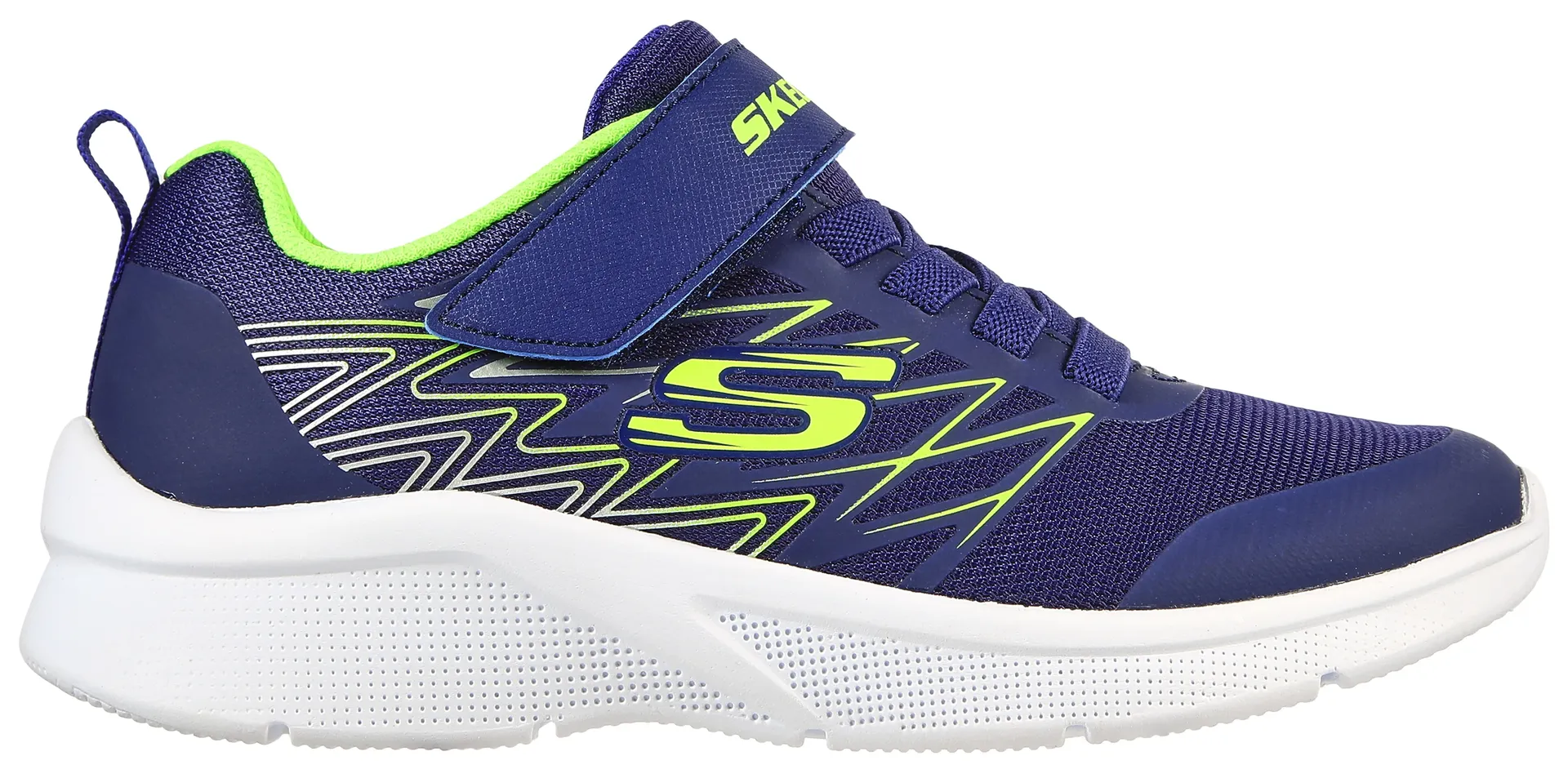 Детские кроссовки Skechers "MICROSPEC", с контрастной отделкой, повседневная обувь, полуботинки, туфли на шнуровке Skechers Kids, цвет Navy-Limette — фото 3