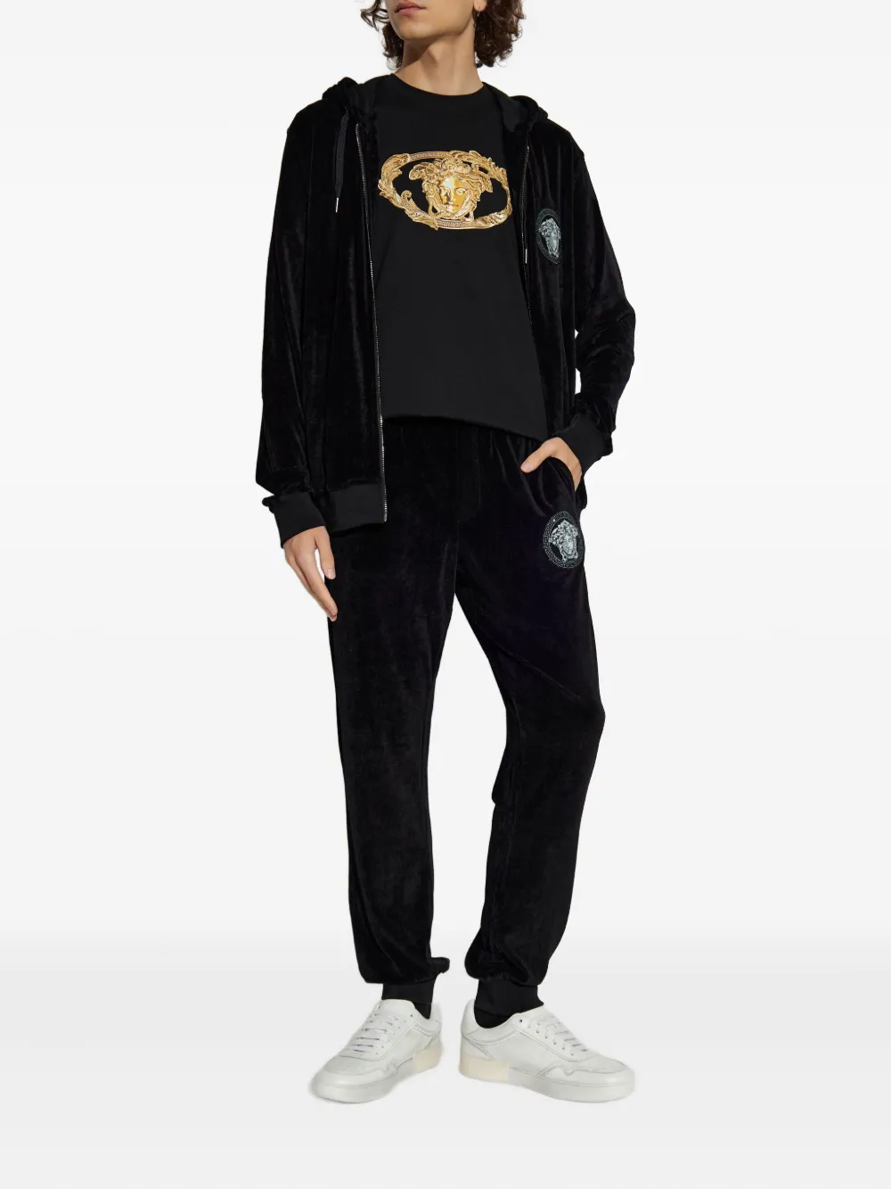 Тренировочные брюки с вышивкой Медузы VERSACE, черный — фото 2