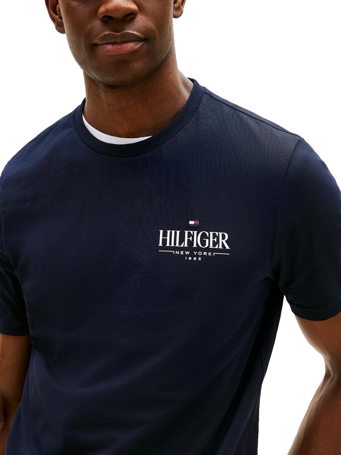 Мужские хлопковые футболки Tommy Hilfiger с коротким рукавом и вышитым логотипом Stack, Desert Sky — фото 2