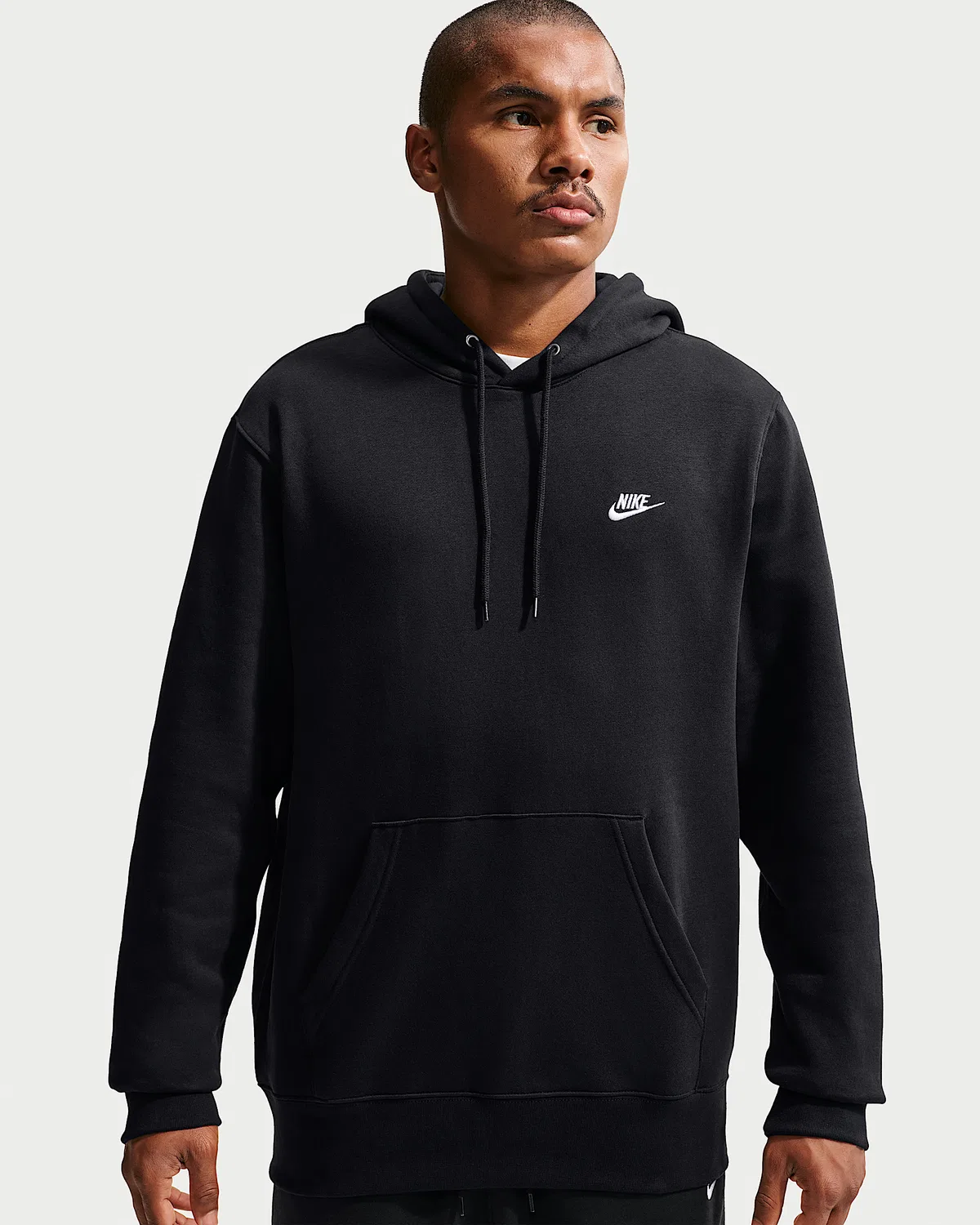 Мужская флисовая худи-пуловер Nike Club, Black/Black/White