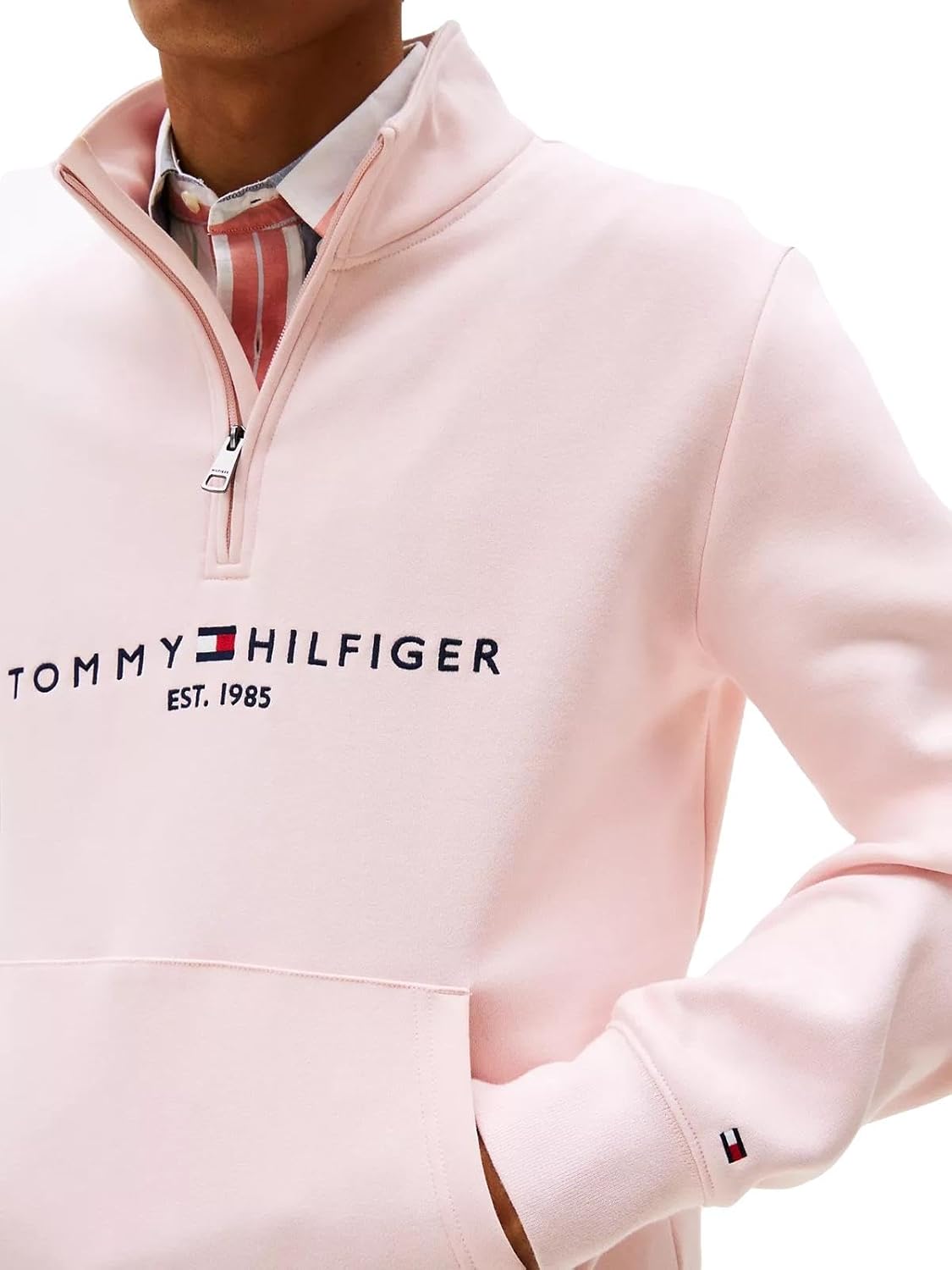 Мужская адаптивная толстовка Tommy Hilfiger с застежкой-молнией на четверть оборота и удлиненным бегунком, Whimsy Pink — фото 4
