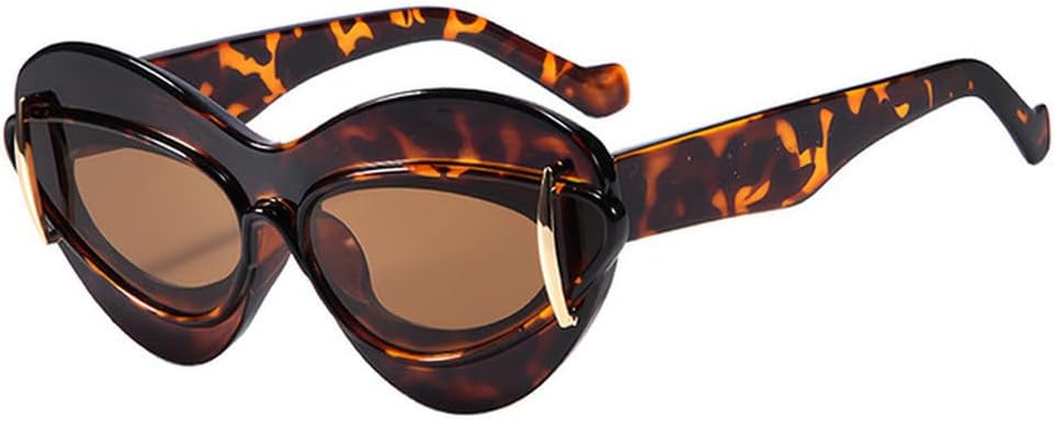 

Женские солнцезащитные очки с двойной оправой и леопардовым принтом, модель 2027 года. Модные, для вечеринок, хип-хопа и уличного стиля, с защитой от ультрафиолета UV400 MTZJH, Leopard