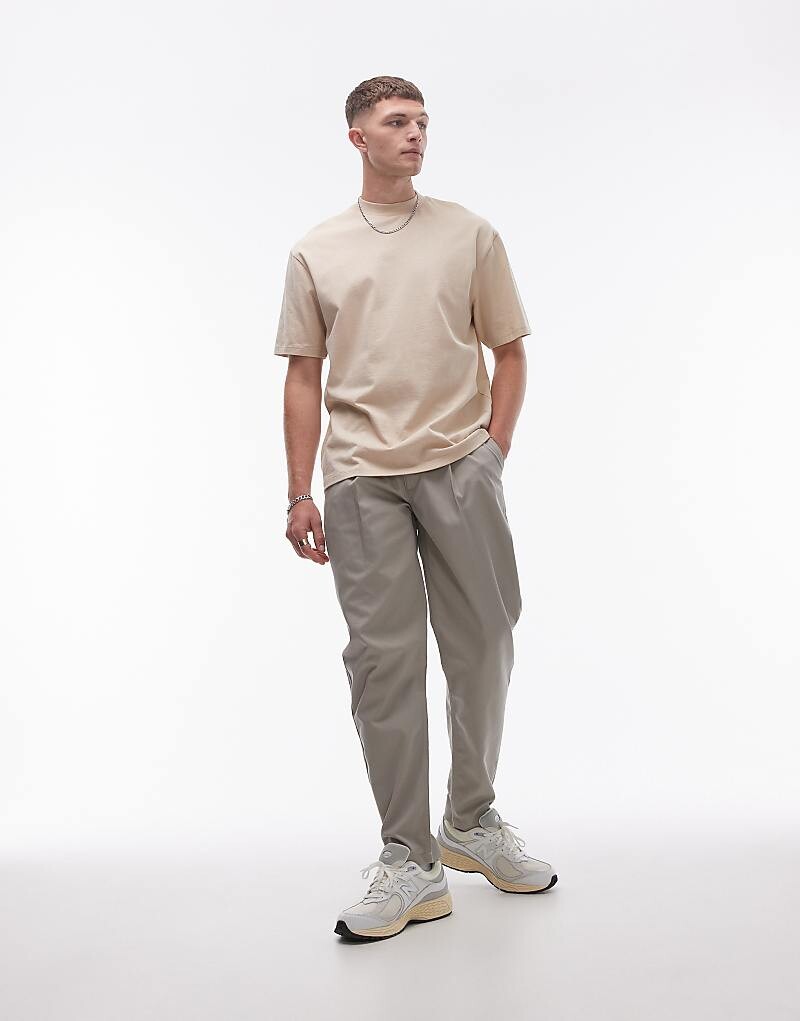 

Брюки-зауженные брюки Topman бежевого цвета со складками