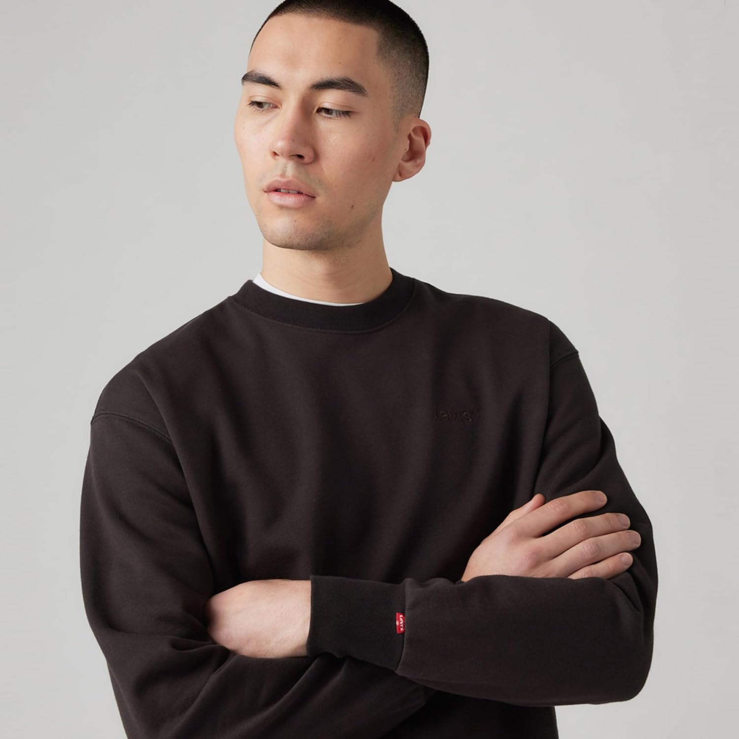Мужская толстовка Levi's A9244, оригинальный принт, круглый вырез, длинный рукав, черный — фото 3