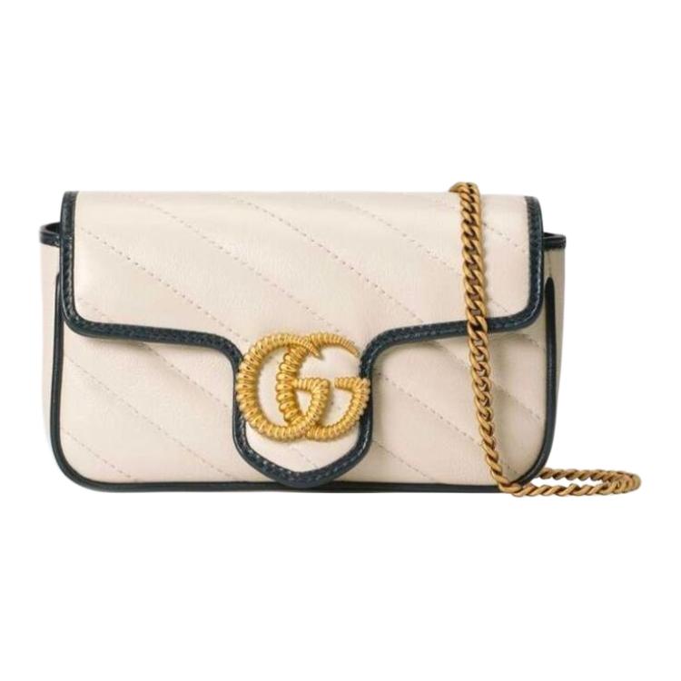 

GUCCI GG Marmont Сумка через плечо Extra Mini из стеганой кожи для женщин, бело-голубая