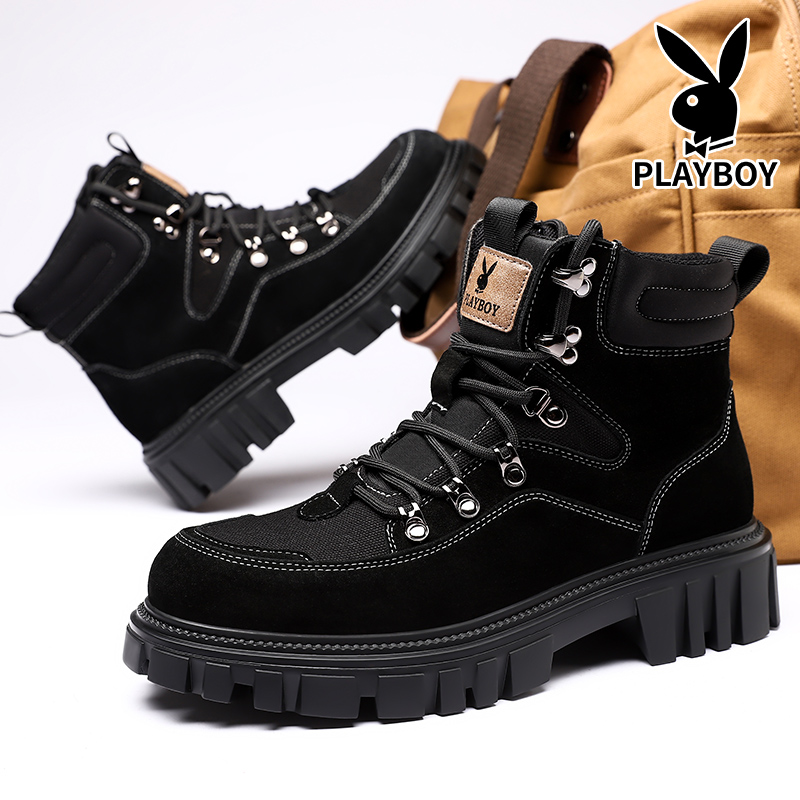 Playboy Короткие мартинсы мужские с черной подкладкой из флиса, цвет Black (Fleece-Lined) — фото 4