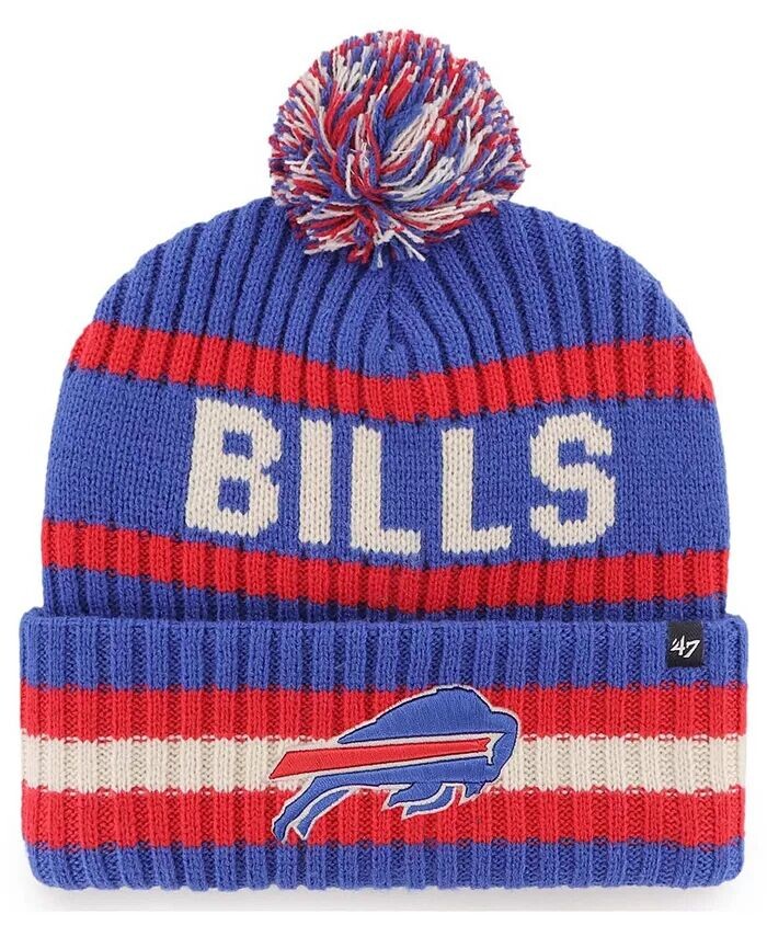 

Мужская вязаная шапка Royal Buffalo Bills Bering с манжетами и помпоном '47 Brand, синий
