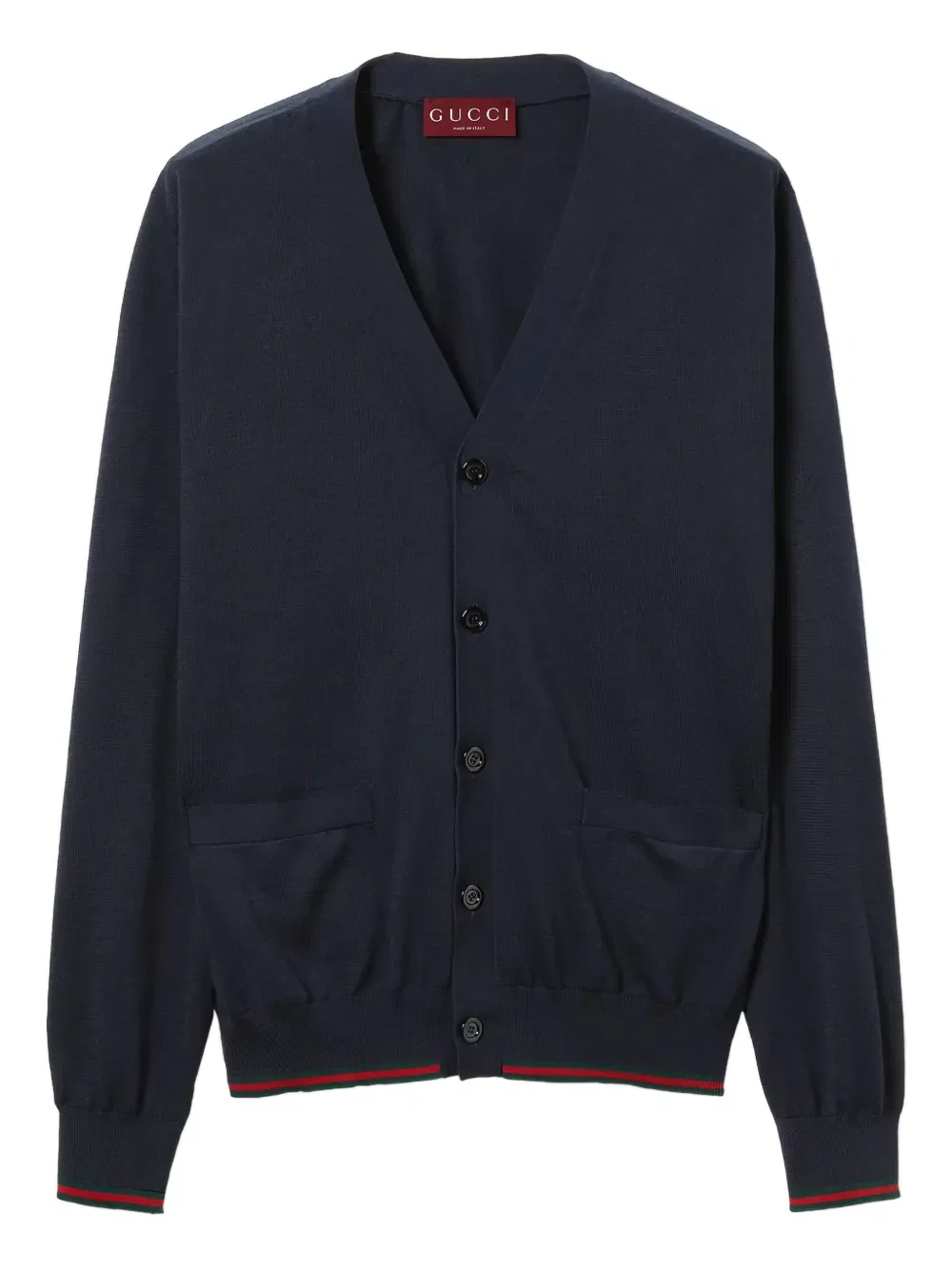 Кардиган Gucci V-образный вырез, длинные рукава, синий