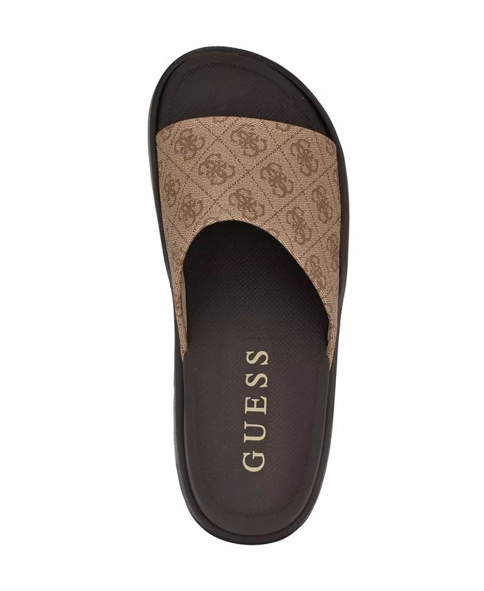 Мужские брендовые слайдеры Magaria с утолщенной подошвой для бассейна GUESS, коричневый — фото 4