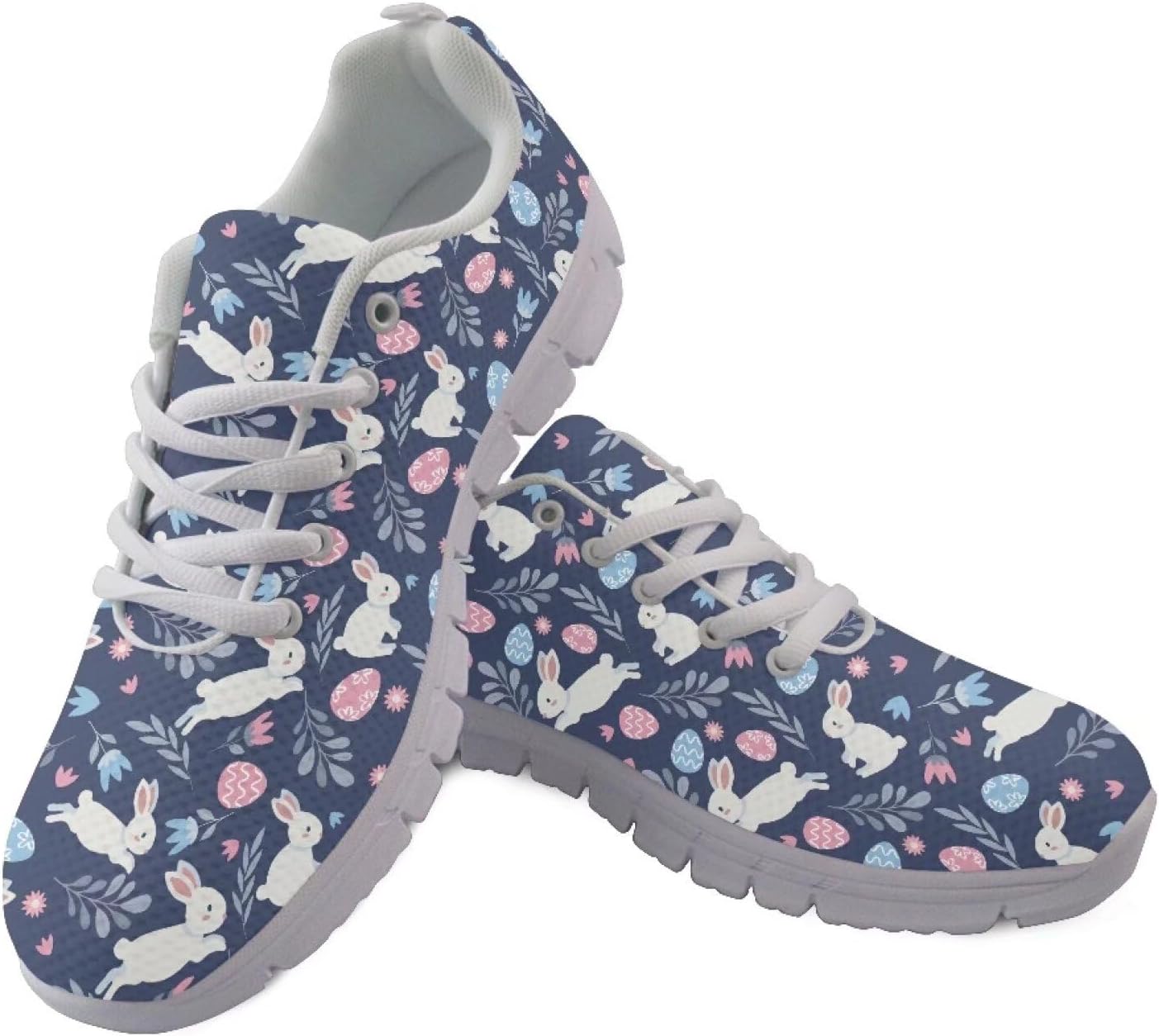 

Легкие кроссовки POLERO для женщин, повседневные дышащие сетчатые кроссовки для бега и тренировок, простые, с ярким рисунком панд, Easter Rabbit Flowers Print