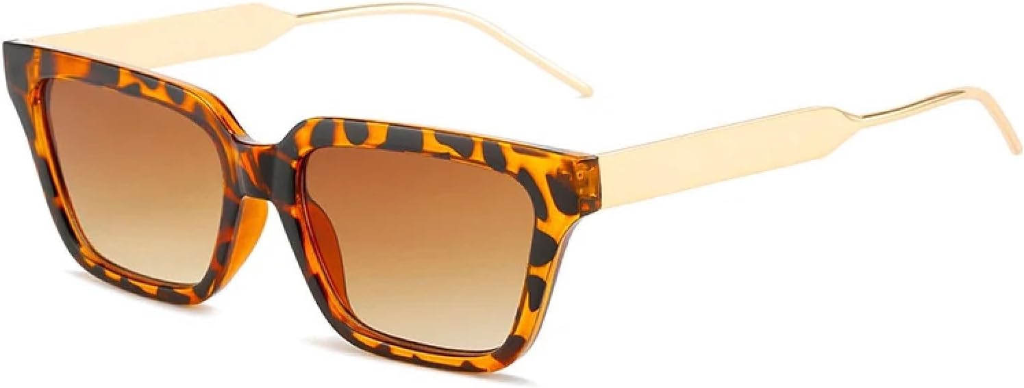 

Классические модные маленькие солнцезащитные очки для женщин и мужчин, винтажные металлические очки для активного отдыха и путешествий, защита от УФ-излучения UV400 TKKTLLT, Leopard Gradient Tea