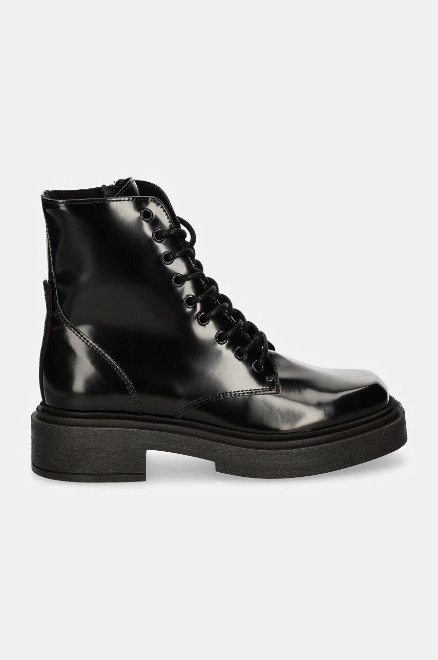 Женские ботинки Steve Madden лакированные на шнуровке, черный — фото 3