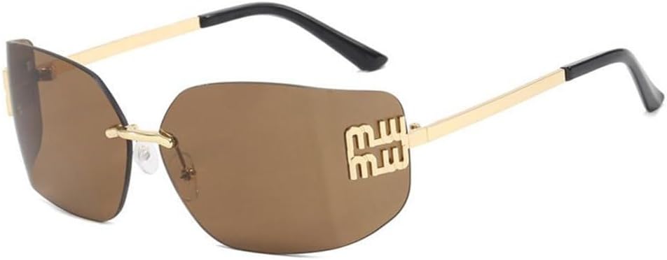 

Стильные женские солнцезащитные очки без оправы с металлическими линзами, поляризацией, прямоугольной формой и градиентной кривизной линз, защитой от УФ-излучения PRSTNN, C1