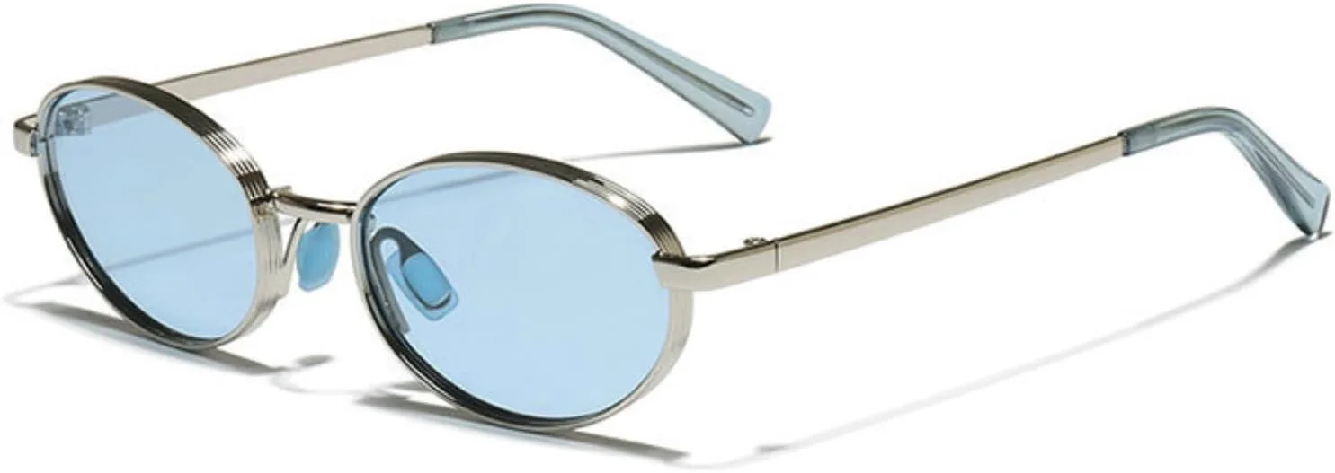 

Солнцезащитные очки COTIA в стиле ретро, ​​маленькие овальные, для женщин и мужчин, с металлической оправой, в стиле хип-хоп 90-х, декоративные очки, Blue