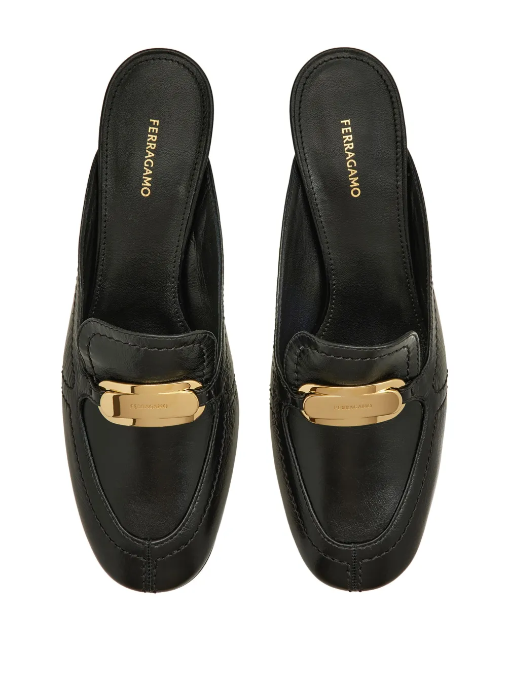 Мюли с тиснением под кожу крокодила Ferragamo, черный — фото 4