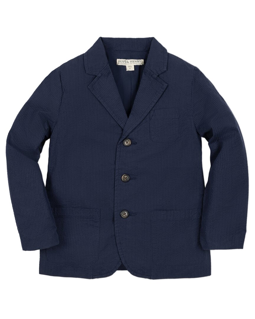 

Однотонный блейзер Hope & Henry из сирсакера, темно-синий