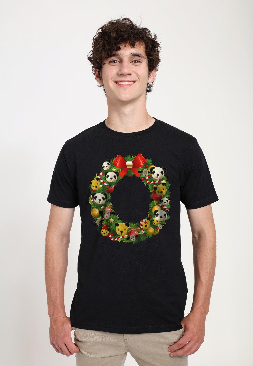 

Футболка с принтом SOOTY CHRISTMAS WREATH Henry Tiger, черный