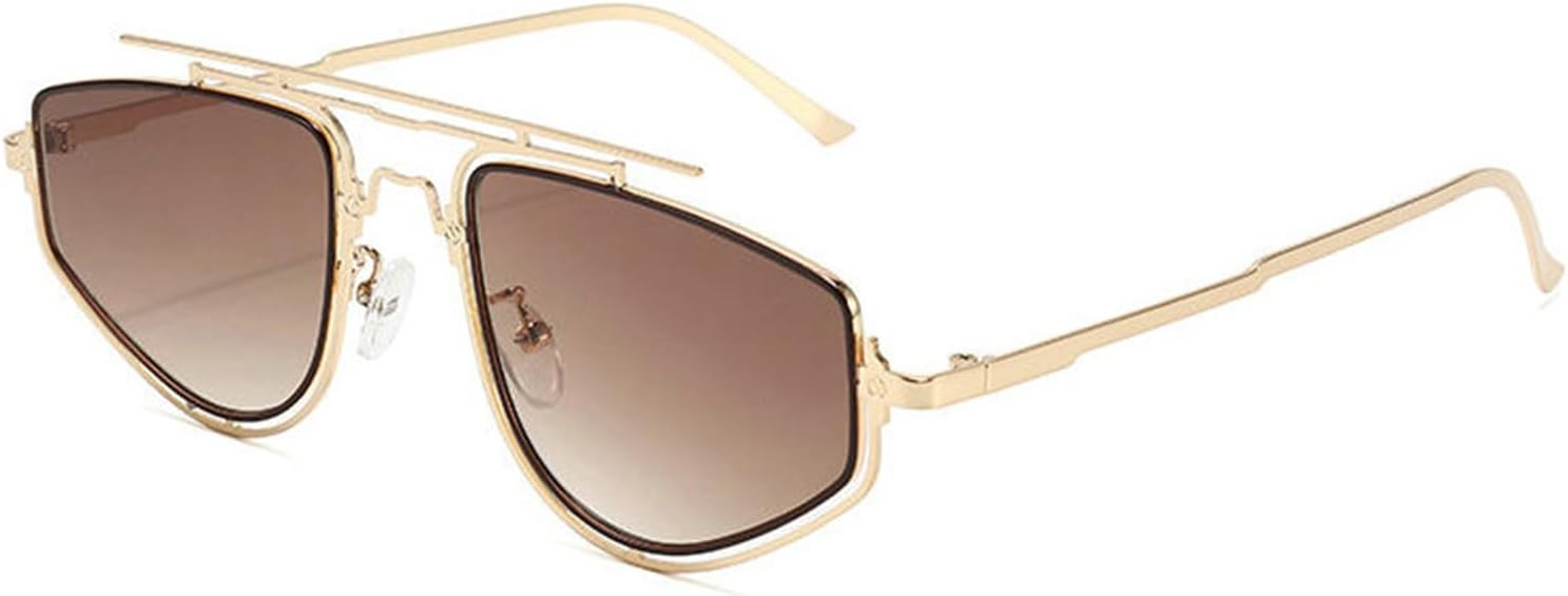 

Солнцезащитные очки Willochra Retro с двойной перемычкой и металлической оправой для мужчин, модель «пилот», модные солнцезащитные очки для женщин в стиле Y2K с многоугольным градиентом для активного отдыха, Brown